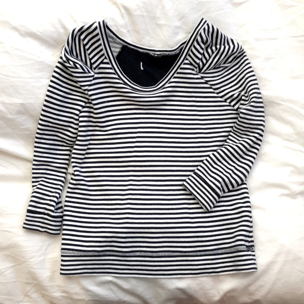 Boutique Navy & White Striped Top